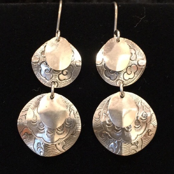 Vintage Silpada Cha-Cha Sterling Silver Disc Earrings W2057 - Picture 3 of 13